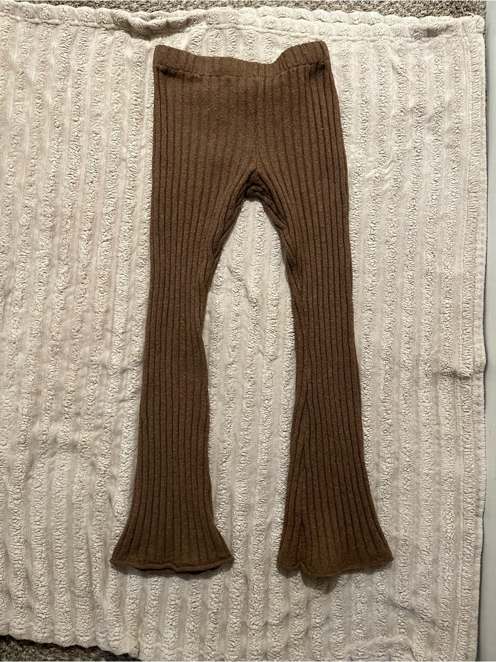 Pink Rose Brown Ribbed Bootcut Knit Pants